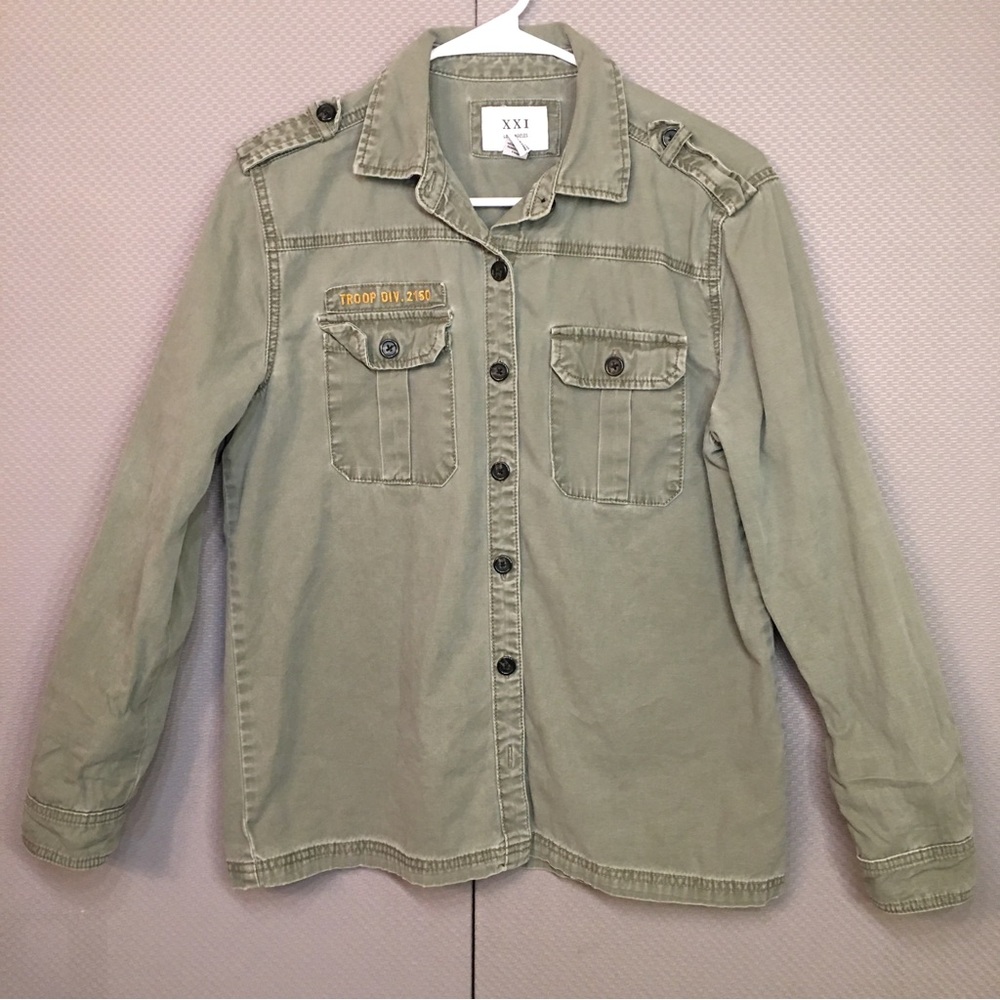 XXI Los Angeles Olive Green Military Shirt Womens Size Small